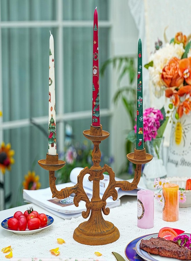 Sungmor Christmas Taper Candlesticks, Beautiful 3-Color Decal Crafts, 10" Long Decorative Candles, Scented & Colored Tall Candlesticks, Long Burning & Smokeless Tapered Holiday Party Celebrate Candle - Image 2