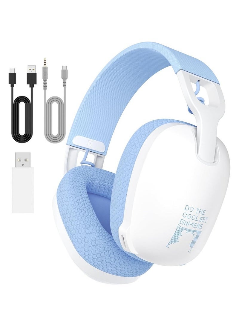 Wireless Gaming Headset with Mic,Over-Ear Gaming Headphone for PS4, PS5, PC, Switch, Mac,2.4GHz Bluetooth 5.3 Gaming Headphones with Noise Cancelling Mic,White - Image 1