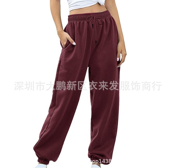 2021 Fashion Sweatpants Harlan Pockets Casual 16 Colors Dark red