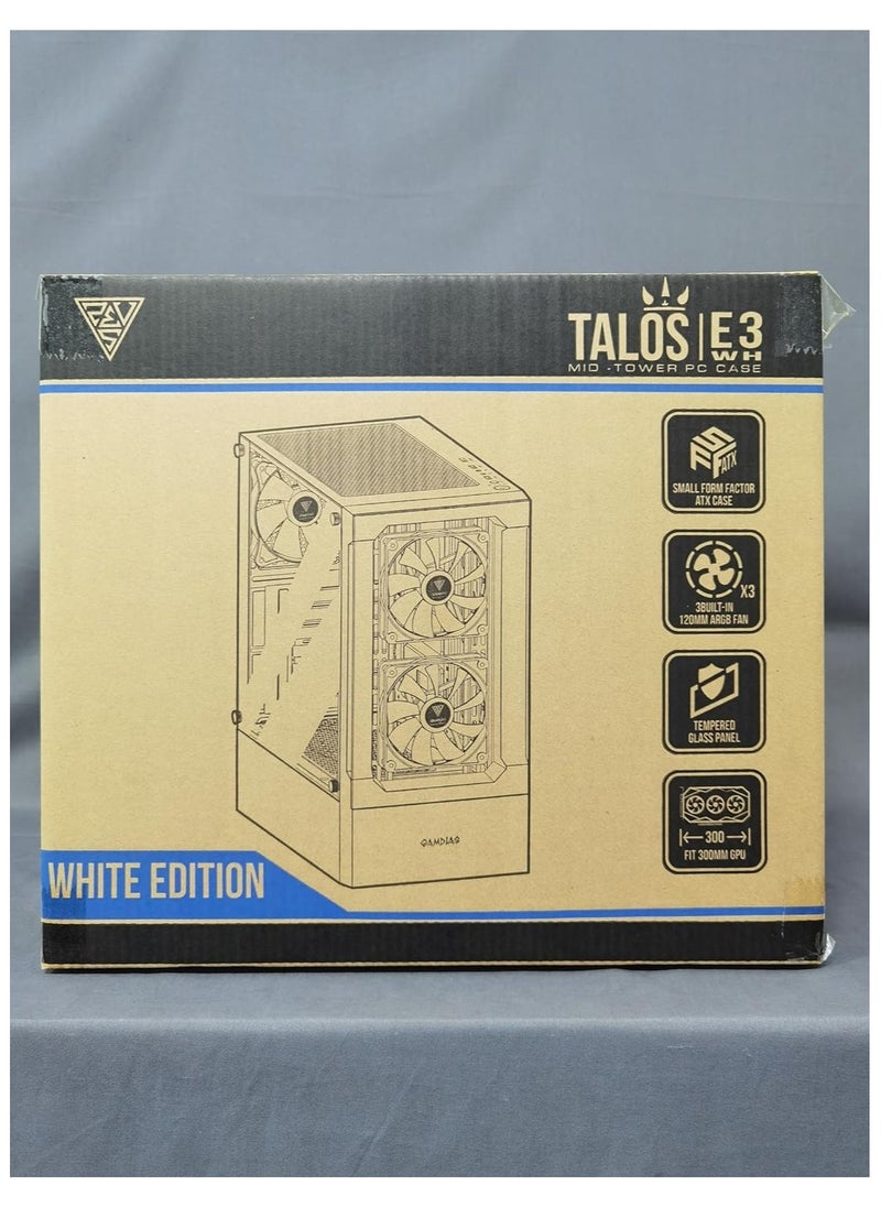 GAMDIAS - Gamdias White RGB Gaming ATX Mid Tower Computer PC Case with Side Tempered Glass Panel and a Magnetic Dust Filter & 3 Built-in 120mm ARGB Fans - Image 1