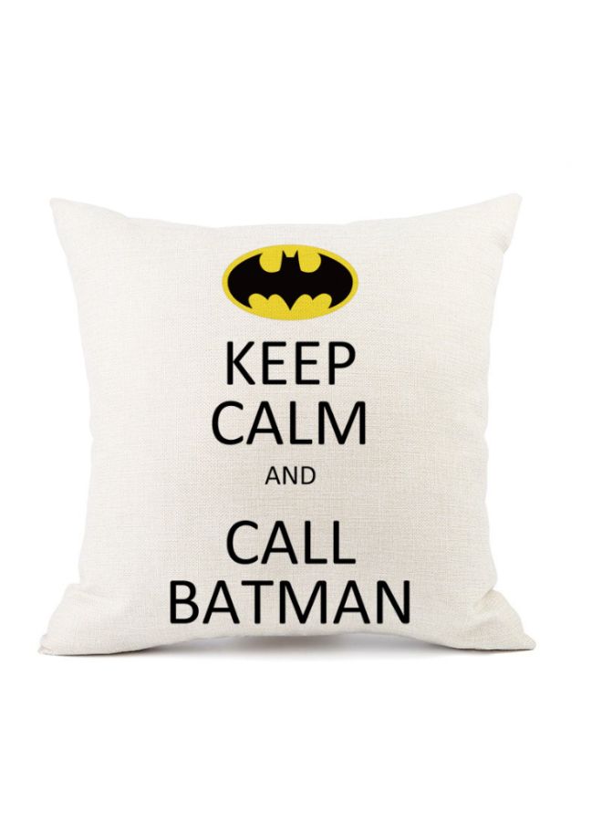NIBEMINENT Keep Calm And Call Batman Printed Cushion Cover White/Black/Yellow 45x45cm