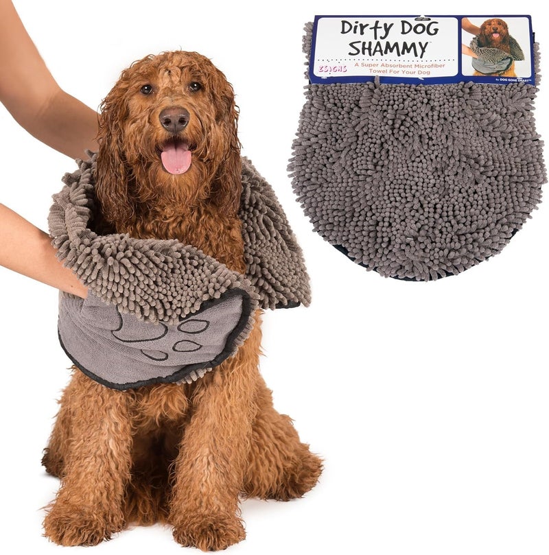 ZSIGNS Microfiber Ultra Soft&Absorbent Grooming Towel for Drying Medium&Large Dogs&Cats of All Breeds,Quickly with Hand Pockets for Wet Pets,Perfect Handling&Grip for Bath/Rain/Beach,Polished,Grey - Image 1