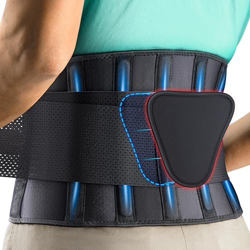 FEATOL Breathable Back Brace with Lumbar Pad for Women & Men, Support Belt for Lower Back Pain Relief for Herniated Disc, Sciatica, Scoliosis S/M (Waist Size:24.4''-29.8'') - Image 1