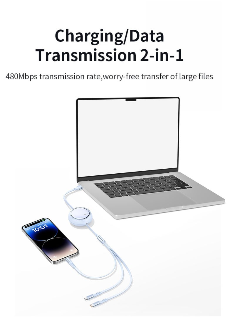 ريتشي كابل شحن سريع USB قابل للسحب 3 في 1 (1.2 متر) | كابل شحن متعدد 3.5 أمبير | محول بمنافذ IP/Type-C/Micro USB للشحن السريع ونقل البيانات والتوافق العالمي والهواتف المحمولة وSamsung Galaxy وiPhone والأجهزة اللوحية وأجهزة PlayStation والشحن عالي السرعة ومتين وخالٍ من التشابك وسهل السفر وصغير الحجم ومصنوع من مادة عالية الجودة وحل شحن متعدد الأجهزة  - Image 4
