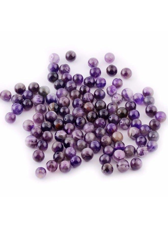Cmidy Natural Stone Beads 100pcs 8mm Amethyst Round Genuine Real Stone Beading Loose Gemstone Hole Size 1mm DIY Charm Smooth Beads for Bracelet Necklace Earrings Jewelry Making (Amethyst) - Image 3