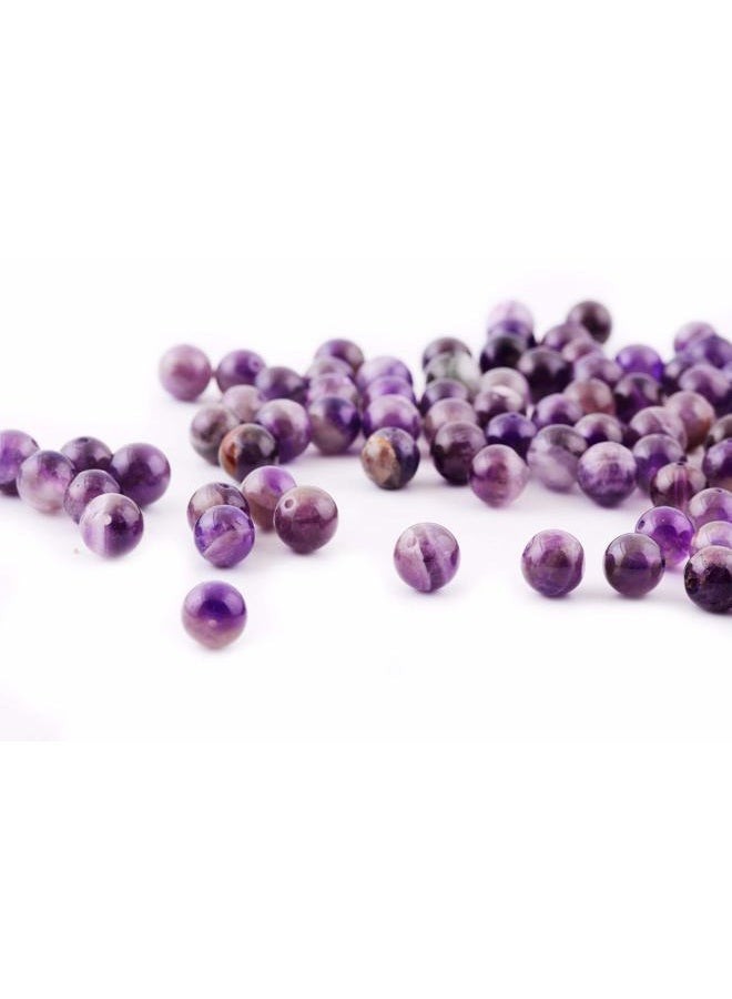 Cmidy Natural Stone Beads 100pcs 8mm Amethyst Round Genuine Real Stone Beading Loose Gemstone Hole Size 1mm DIY Charm Smooth Beads for Bracelet Necklace Earrings Jewelry Making (Amethyst) - Image 2