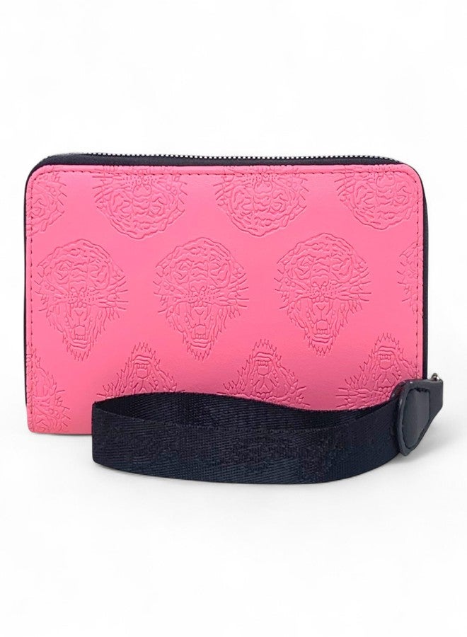 ED HARDY Women's Zip Around Wallet with Wrist Strap (Pink Deboss) - Image 2
