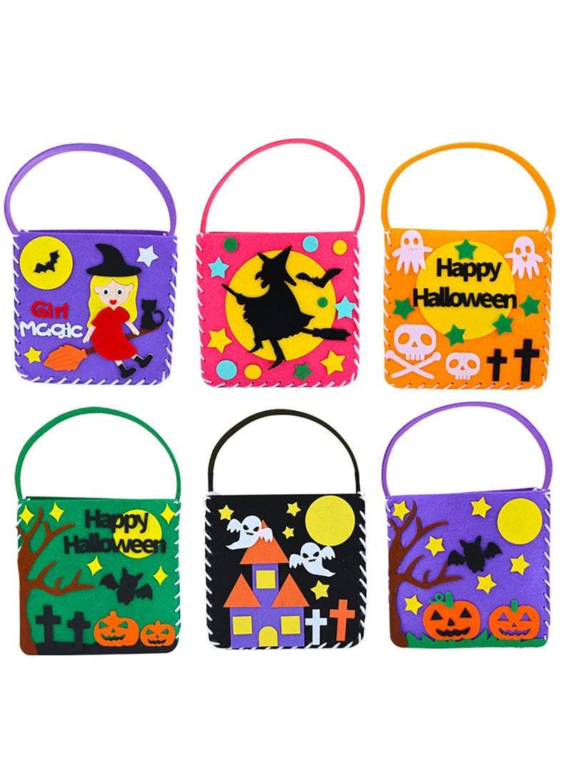 SYOSI Candy Bags(6 pcs), Felt Pumpkin Candy Bags with Handle Tote Bags Trick or Treat Bags Felt Bags with Handle - Image 1