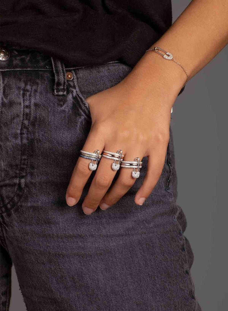 MONACO morse code Love, Smile, Bonheur three-layer ring pin ring - Image 2