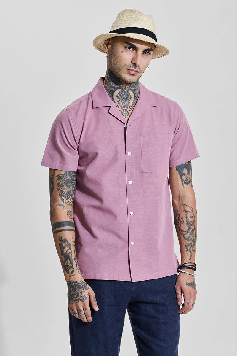 SNITCH Mauve Solid Half Sleeve Boxy Casual Shirt