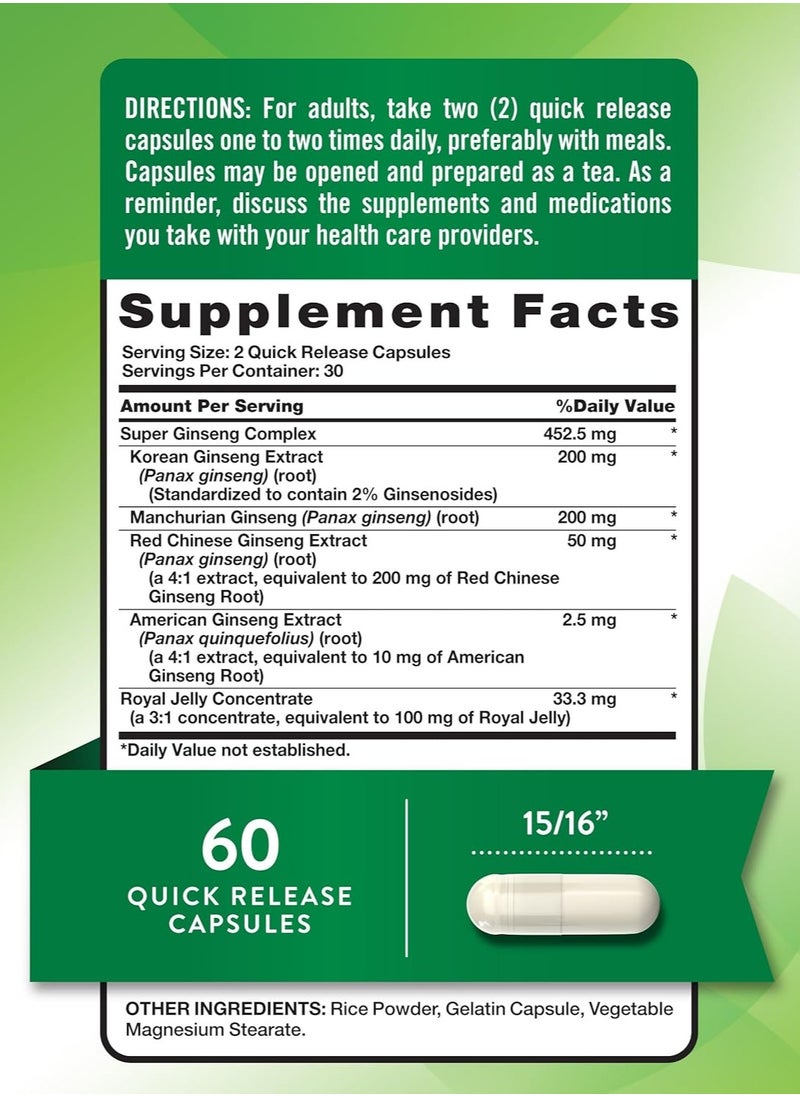 Nature's Truth Nature's Truth, Super Ginseng Complex Plus Royal Jelly, 60 Quick Release Capsules  - Image 4