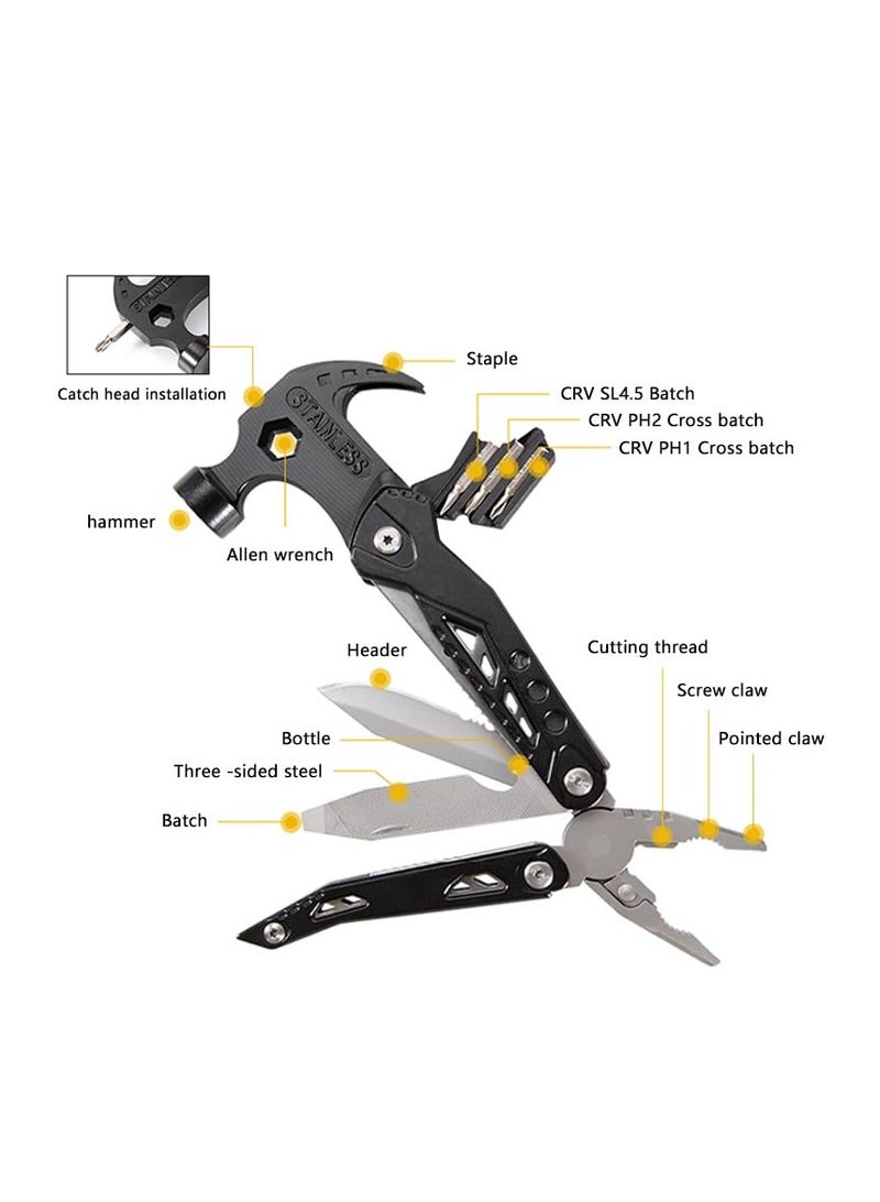 Hammer Multitool,14 in 1 Pliers Bottle,Opener Screwdriver,Camping Survival Gear,Tools for Outdoor Travel,Household Tools,Gifts for Men,Gifts for Husba - Image 2