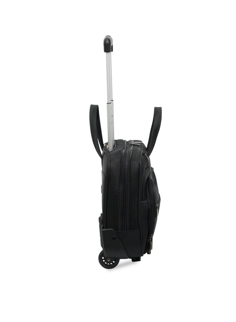 President 15.5-inch Premium Pilot Bag 1680D Nylon Water Resistant 2 smooth rolling Wheeled  Laptop Case with Safe Zippers  (Model 6985) Black - Image 2