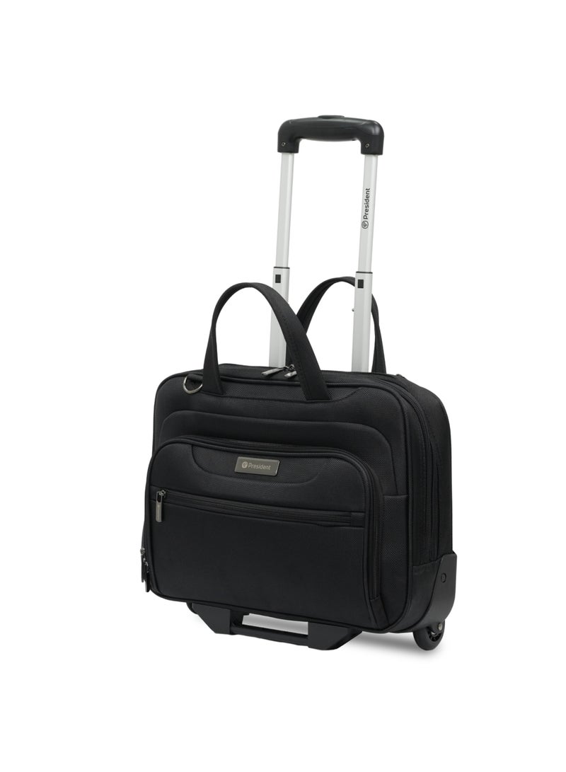President 15.5-inch Premium Pilot Bag 1680D Nylon Water Resistant 2 smooth rolling Wheeled  Laptop Case with Safe Zippers  (Model 6985) Black - Image 4