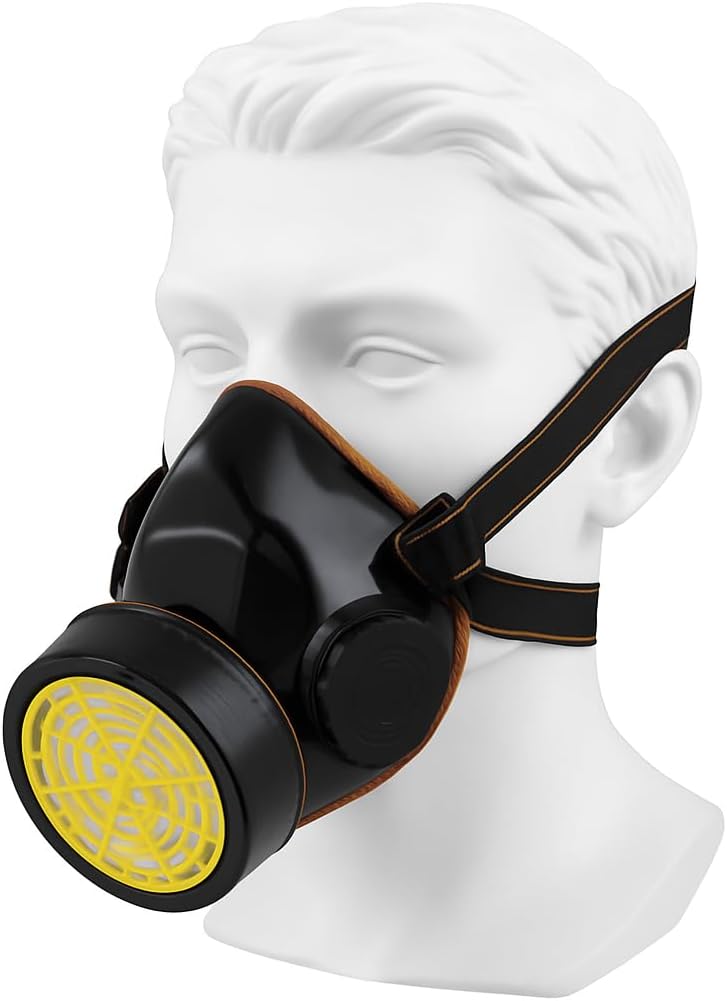Fitto Chemical Respirator Mask with Single Cartridge, 1-Way Protection | Industrial Gas Mask for Dust, and Vapors | Adjustable, Lightweight, and Durable Face Shield for Safe Breathing - Image 3