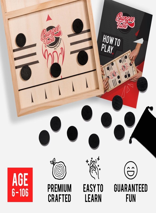 Bungee Table - Large Fast Sling Puck Game - Fast-Paced Fun for a Family Game Night or for a Party with Friends - Test Your Speed and Accuracy with This Wooden Hockey Board Game - Image 3