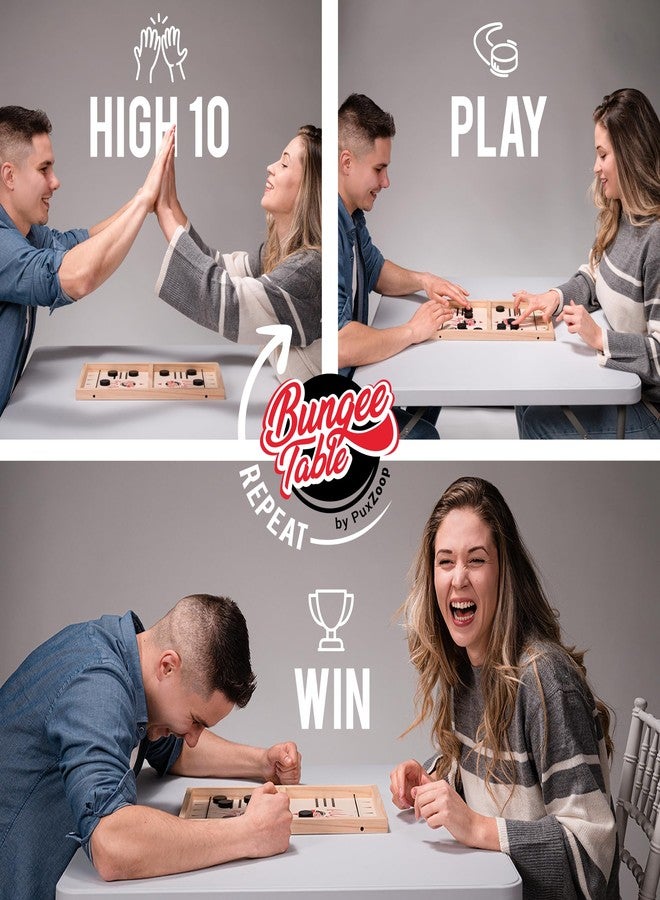 Bungee Table - Large Fast Sling Puck Game - Fast-Paced Fun for a Family Game Night or for a Party with Friends - Test Your Speed and Accuracy with This Wooden Hockey Board Game - Image 2