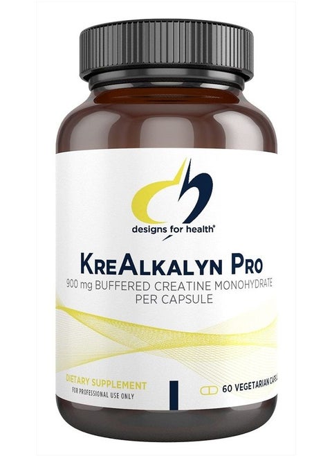 Designs for Health KreAlkalyn Pro - Buffered Creatine Monohydrate Pills - Support Performance + Recovery - Non-GMO Supplement Designed to Help Minimize Common Creatine Side Effects (60 Capsules)
