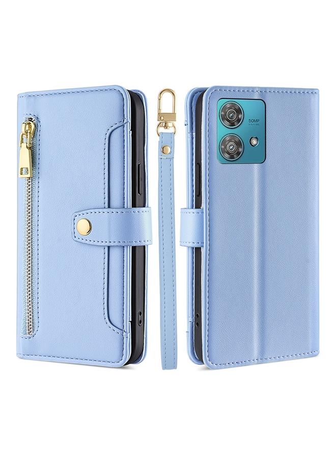 erorex Case For Motorola Edge 40 Neo 5G Lite Sheep Texture Cross-body Zipper Wallet Leather Phone Case - Image 1