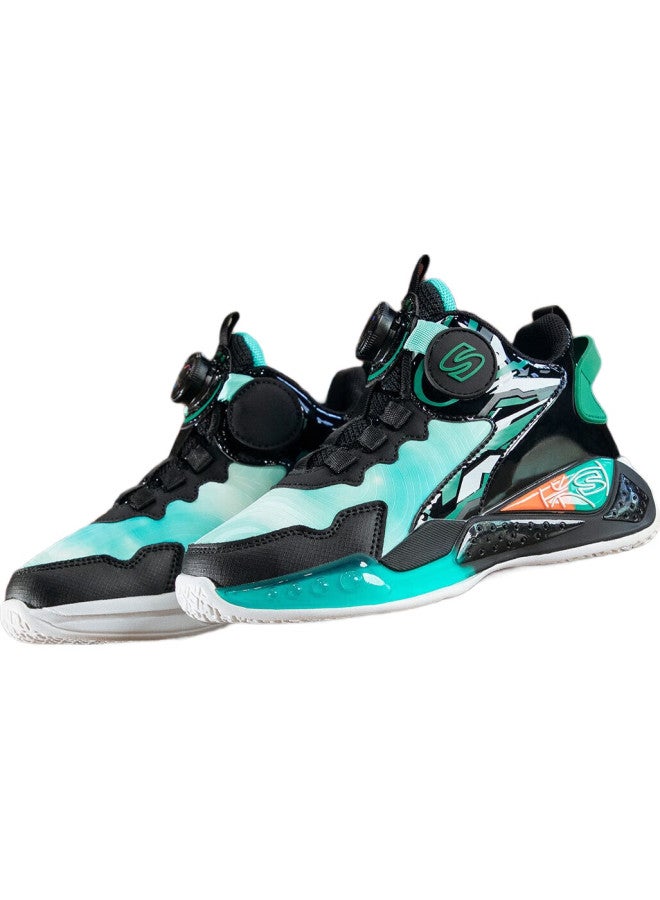 Snoopy Boys' Sports Shoes Children'S Elastic Basketball Shoes Lightweight Comfortable Training Shoes 7861 Blue Green Size 29 - Image 1