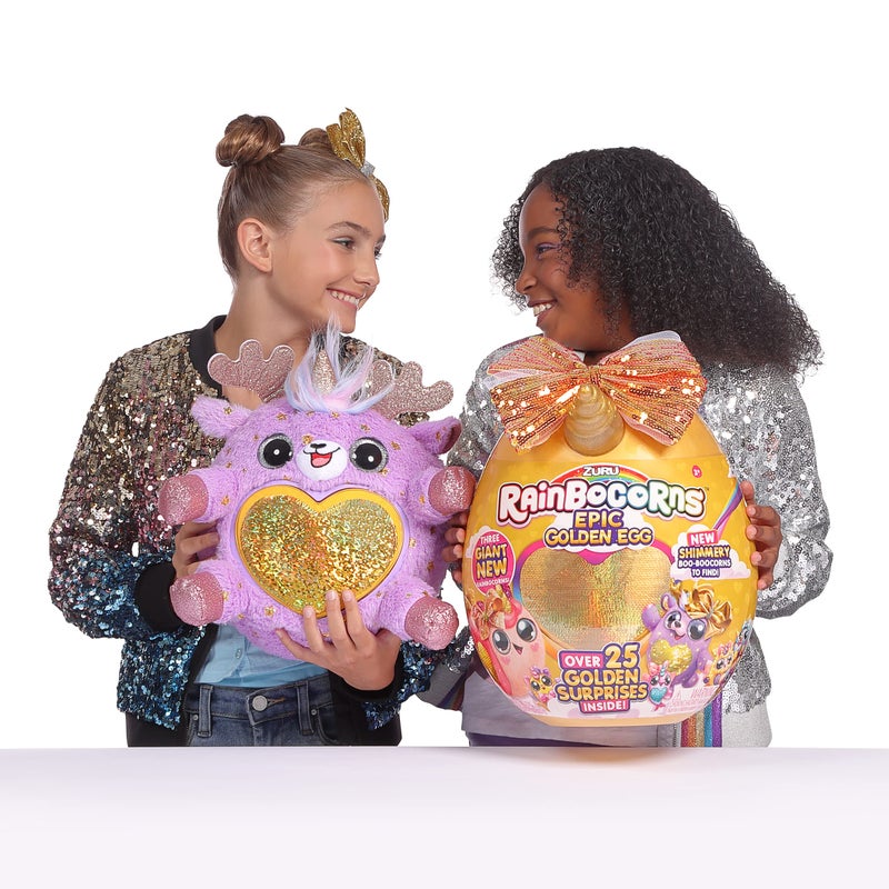 Rainbocorns Epic Golden Egg by ZURU (Reindeer), Girls Toy Includes Stuffed Animal with 25+ Golden Surprises, with Rings, Stickers, Bows, and More - Girls Gift Idea - Image 4