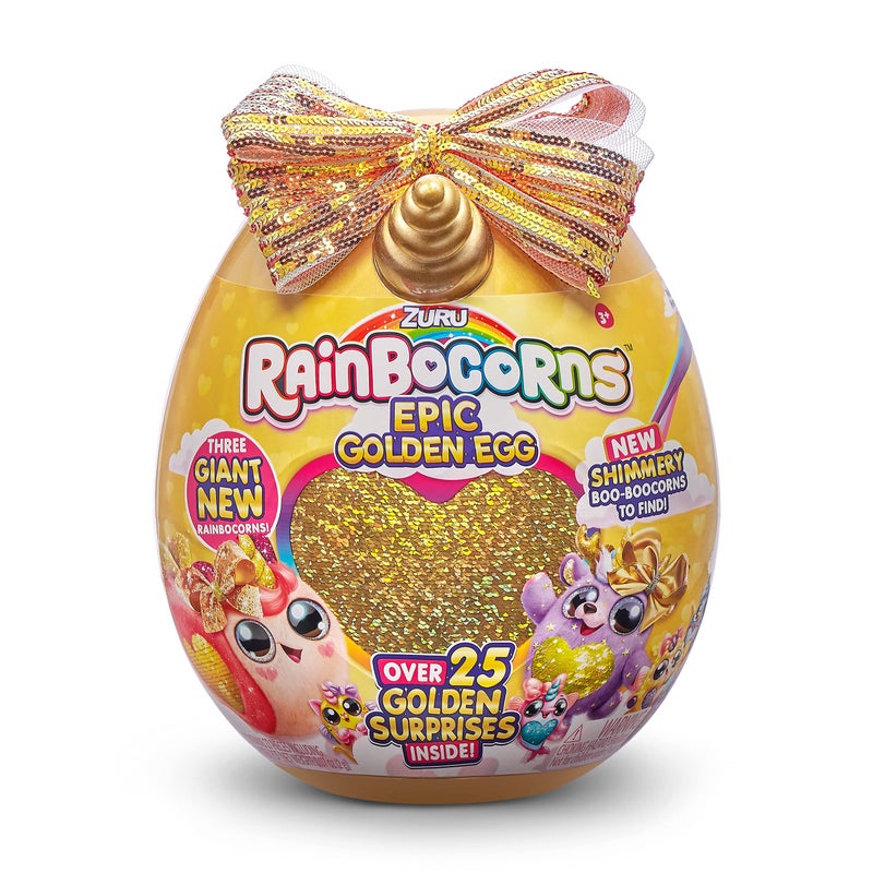 Rainbocorns Epic Golden Egg by ZURU (Reindeer), Girls Toy Includes Stuffed Animal with 25+ Golden Surprises, with Rings, Stickers, Bows, and More - Girls Gift Idea - Image 2