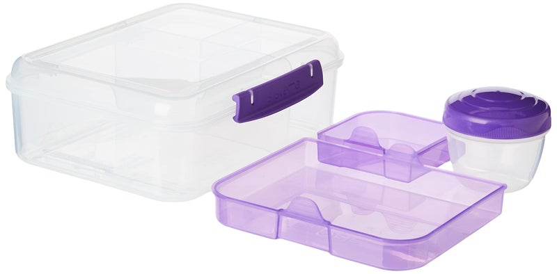 sistema صندوق غداء سستمّا بينتو للبالغين مع 2 قسم، حاوية ساندويتش، حاوية صلصة سلطة، آمنة في غسالة الصحون، قد يختلف اللون - Image 4