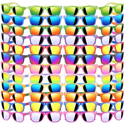 MAPIXO 48 Pack Kid Sunglasses Bulk for Luau Party Favors 16 Colors Neon Sunglasses with UV400 Protection Gift for Classroom School Prizes Goody Bag Stuffer Kid Birthday Beach Summer Pool Party Supplies - Image 1