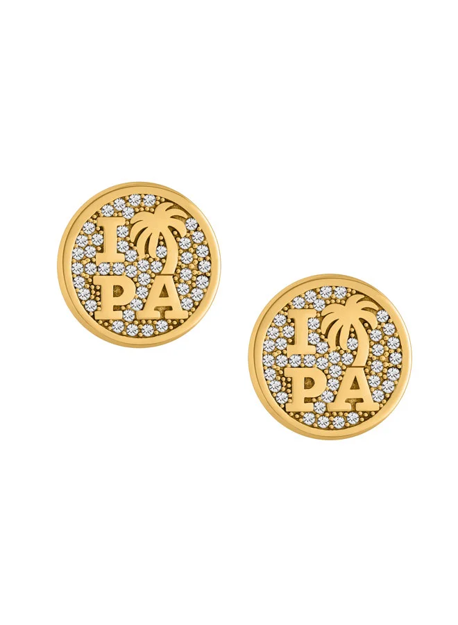 بالم انجلز Cenno Yellow Gold Plated Stainless Steel Stud Earrings for Women