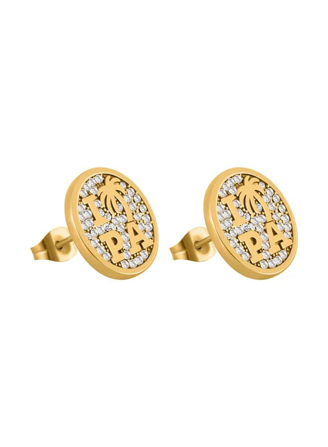 بالم انجلز Cenno Yellow Gold Plated Stainless Steel Stud Earrings for Women