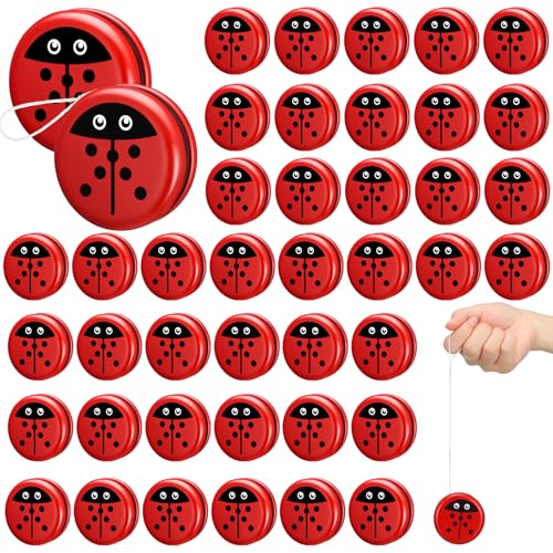 Sonwyoung 50 Pcs Kids Ladybug Party Favors Metal Ladybug Toy for Kids with String Cartoon Pattern Teens Christmas Birthday Party Favors - Image 1