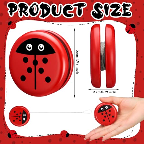 Sonwyoung 50 Pcs Kids Ladybug Party Favors Metal Ladybug Toy for Kids with String Cartoon Pattern Teens Christmas Birthday Party Favors - Image 5