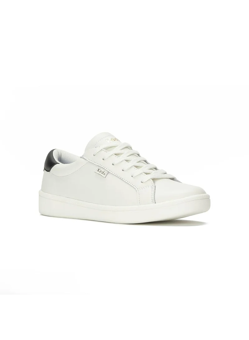 كيدز Keds Women's Ace II Leather Lace-Up Sneaker – Classic Low-Top Casual Shoe White