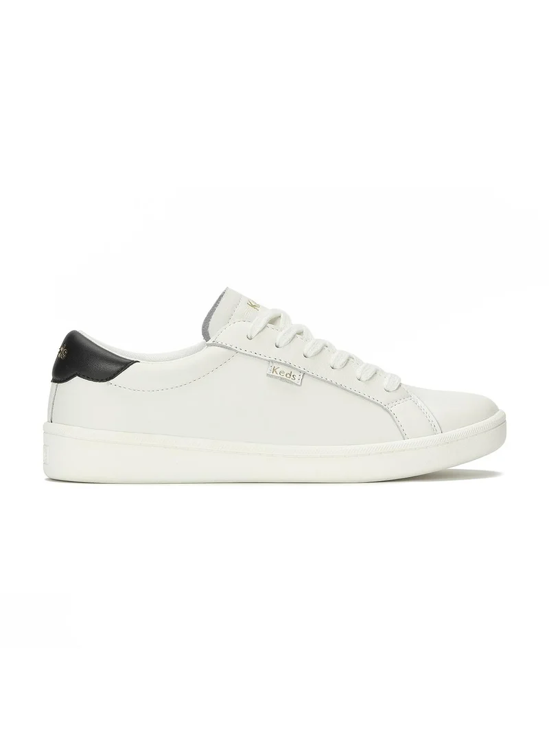 كيدز Keds Women's Ace II Leather Lace-Up Sneaker – Classic Low-Top Casual Shoe White