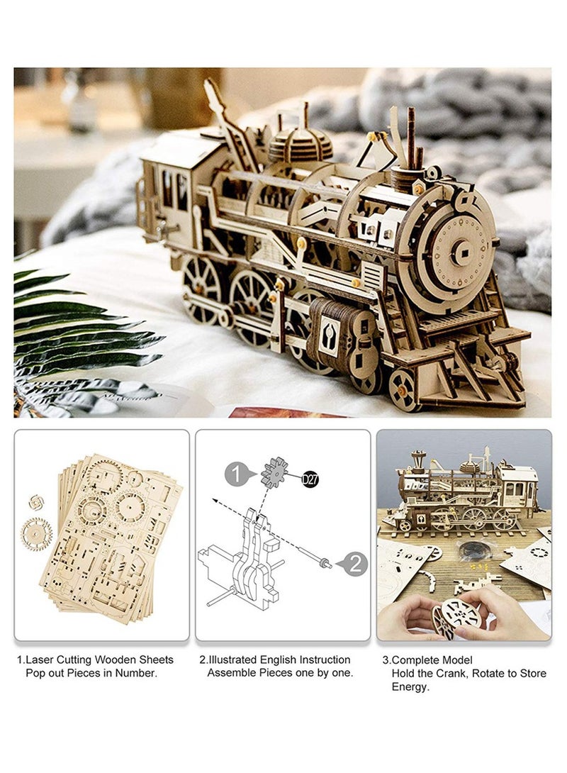 Robotime ROKR Locomotive Mechanical Gears LK701,3D Wooden Puzzles for Adults/Teens, Creative Home Decor, Unique Gift for Craft Hobby Adults/Teens - Image 3
