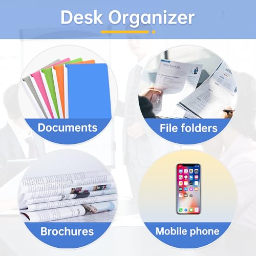 Delifox 4 Pack Stackable Paper Trays for Letter Documents, Desktop File Organizers for Office Supplies, Stackable Desk Tray Holder for Paper Storage, White - Image 4