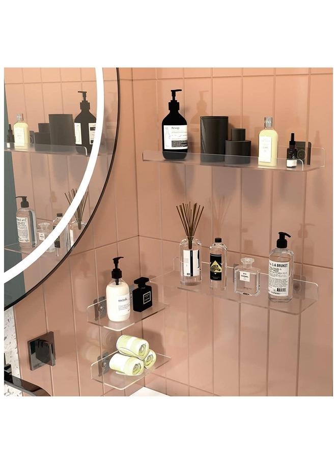 HOMESTAR 4-Piece Acrylic Floating Clear Wall Mounted Shower Shelves，Bathroom Organizer Holder, Home Display Storage Shelf Stand Invisible Set for Office - Image 1