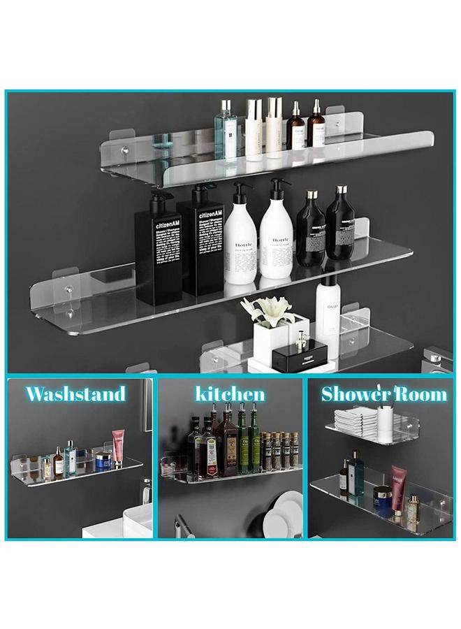 HOMESTAR 4-Piece Acrylic Floating Clear Wall Mounted Shower Shelves，Bathroom Organizer Holder, Home Display Storage Shelf Stand Invisible Set for Office - Image 3