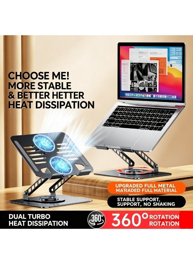 Carbon Steel Laptop Cooling Stand, 360° Rotating & Foldable Height-Adjustable Stand, 16-inch Tablet & Laptop Holder, Compatible with Devices up to 17.3 Inches, Stable for Typing, Office & Gaming Versatile - Image 3
