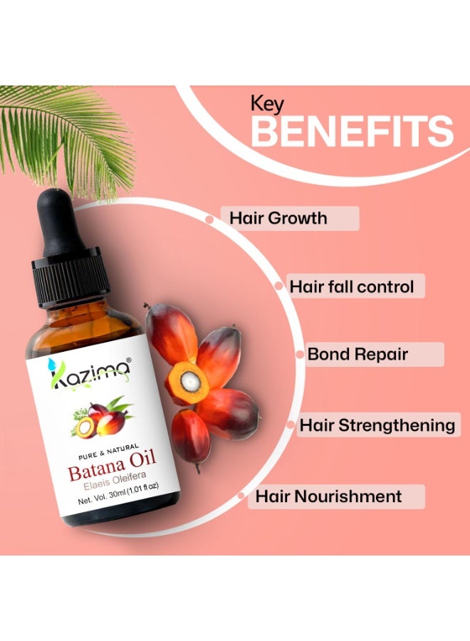 KAZIMA Batana Oil for Hair Growth | Pure Batana Oil Cold Pressed for Healthy Hair & Scalp | Promotes Stronger & Shiny Hair | 30 ml - Image 3