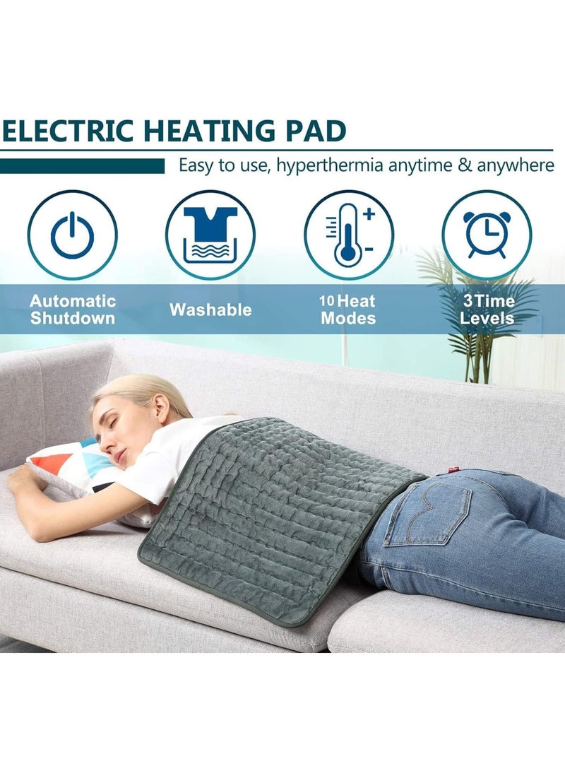 Bannuti Heating Pad, Electric Heat Pad for Back Pain and Cramps Relief Electric Fast Heat Pad with 10 Heat Settings Auto Shut Off Machine Washable 12" x 24" - Image 2