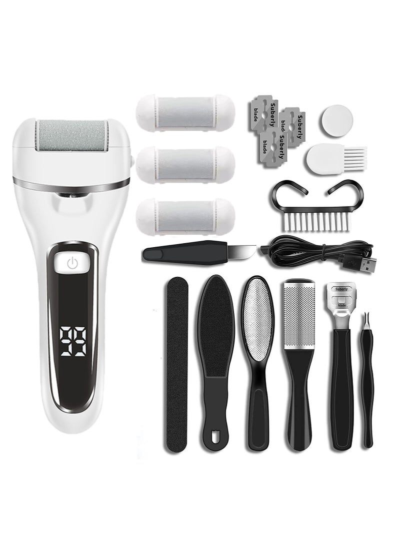 Generic Electric Callus Remover for Feet, Rechargeable Pedicure Tools Foot Care Feet File, 13 in 1 Callous Remover Kit for Remove Cracked Heels and Dead Skin, with 3 Roller Heads 2 Speed, Battery Display  - Image 1
