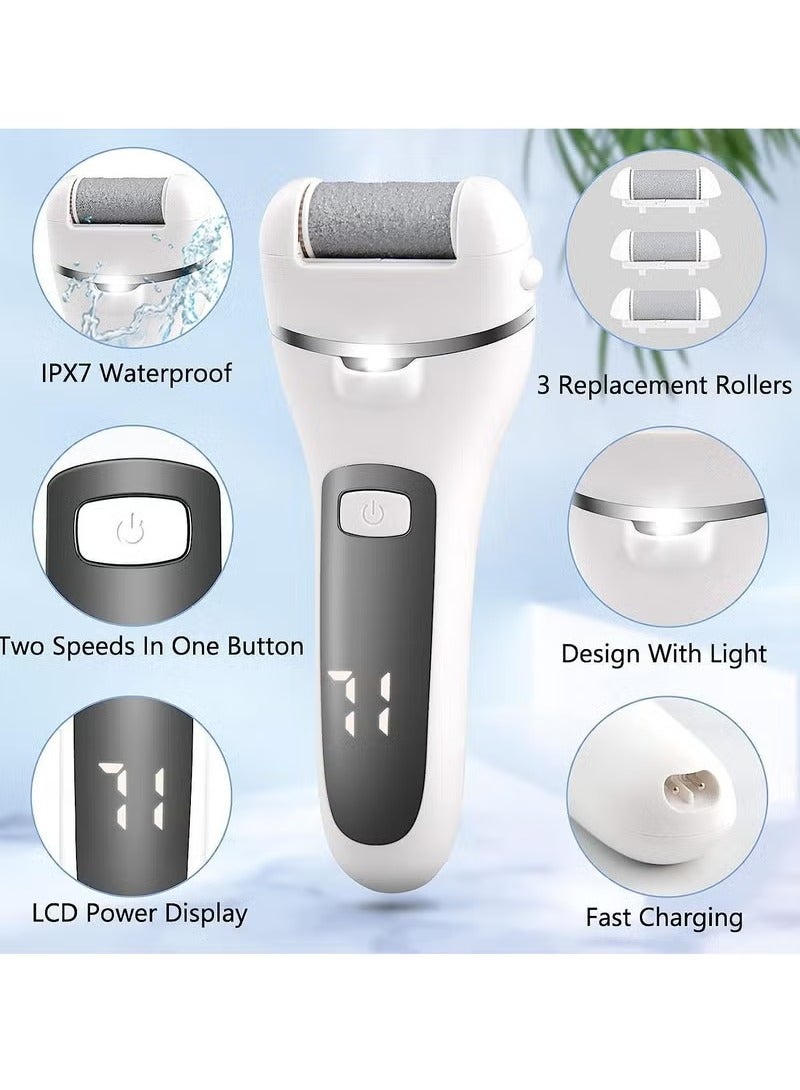 Generic Electric Callus Remover for Feet, Rechargeable Pedicure Tools Foot Care Feet File, 13 in 1 Callous Remover Kit for Remove Cracked Heels and Dead Skin, with 3 Roller Heads 2 Speed, Battery Display  - Image 2