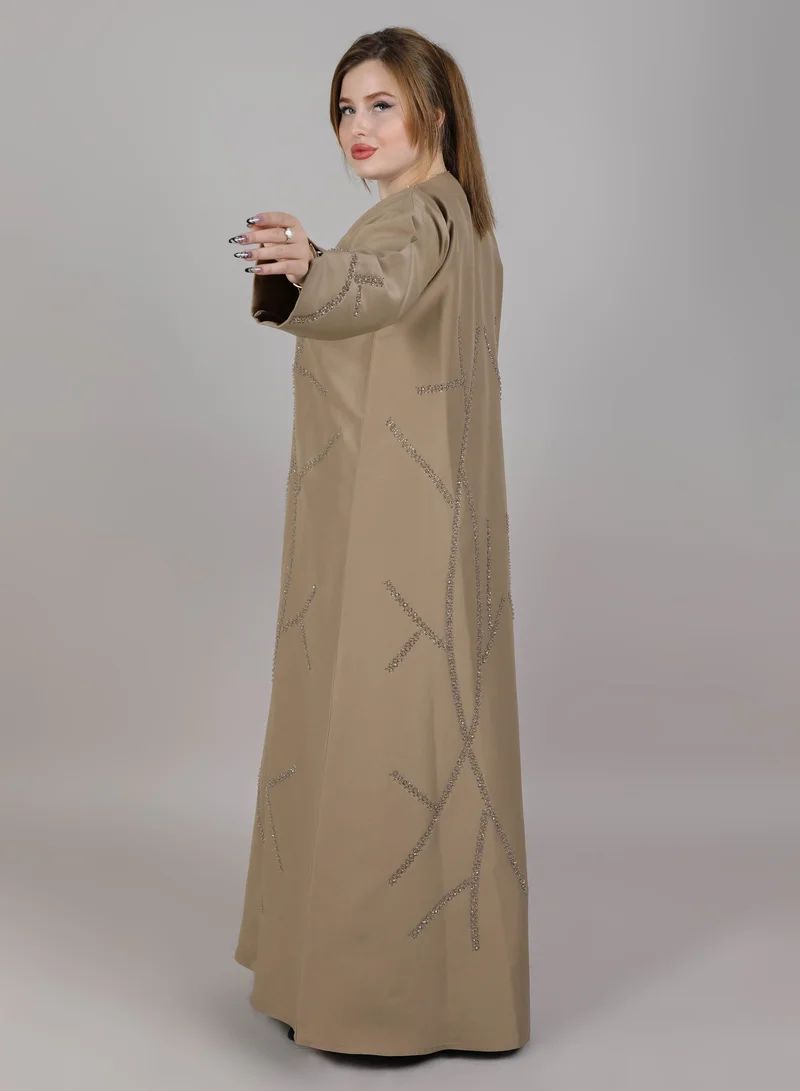 أم سكوير فاشن Msquare Fashion Beige Embellished Abaya