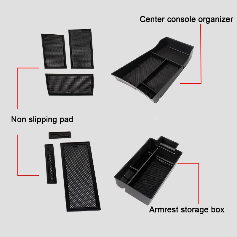 Neepiar Center Console Organizer Compatible with Nissan Rogue 2021-2025 2026 Armrest Storage Box Insert Tray Interior Secondary Accessories(2PCS Center Console Tray) - Image 2