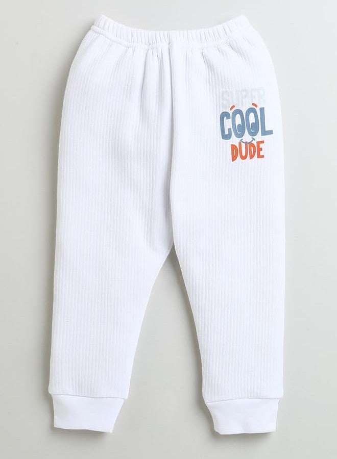 BUMZEE بنطلون رياضي حراري قطني للأولاد من BUMZEE باللونين الأبيض والأزرق النيلي، عبوة من قطعتين، العمر من 3 إلى 6 أشهر (Peb9627B-wht.ibl) - Image 2