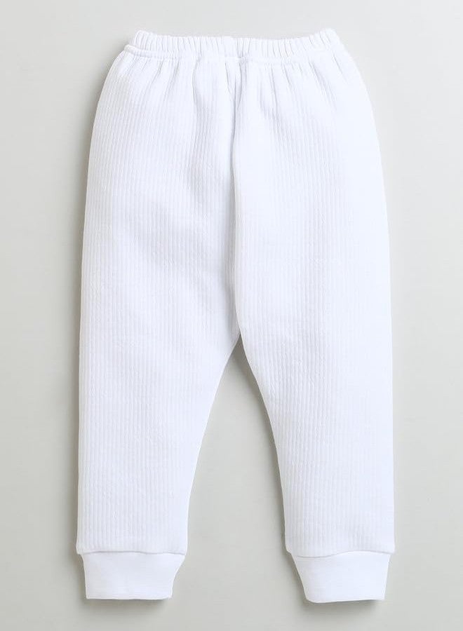 BUMZEE بنطلون رياضي حراري قطني للأولاد من BUMZEE باللونين الأبيض والأزرق النيلي، عبوة من قطعتين، العمر من 3 إلى 6 أشهر (Peb9627B-wht.ibl) - Image 3