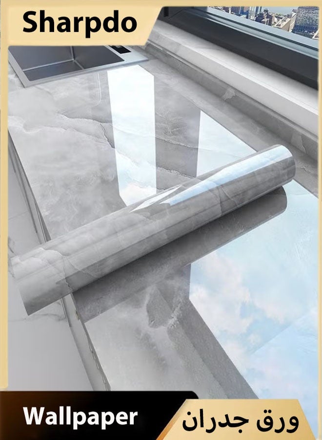 Sharpdo Water cloud gray wallpaper gray peel and stick wallpaper marble countertop sticker wallpaper backsplash self-adhesive wallpaper (gray stripes, 3m×60cm) - Image 1