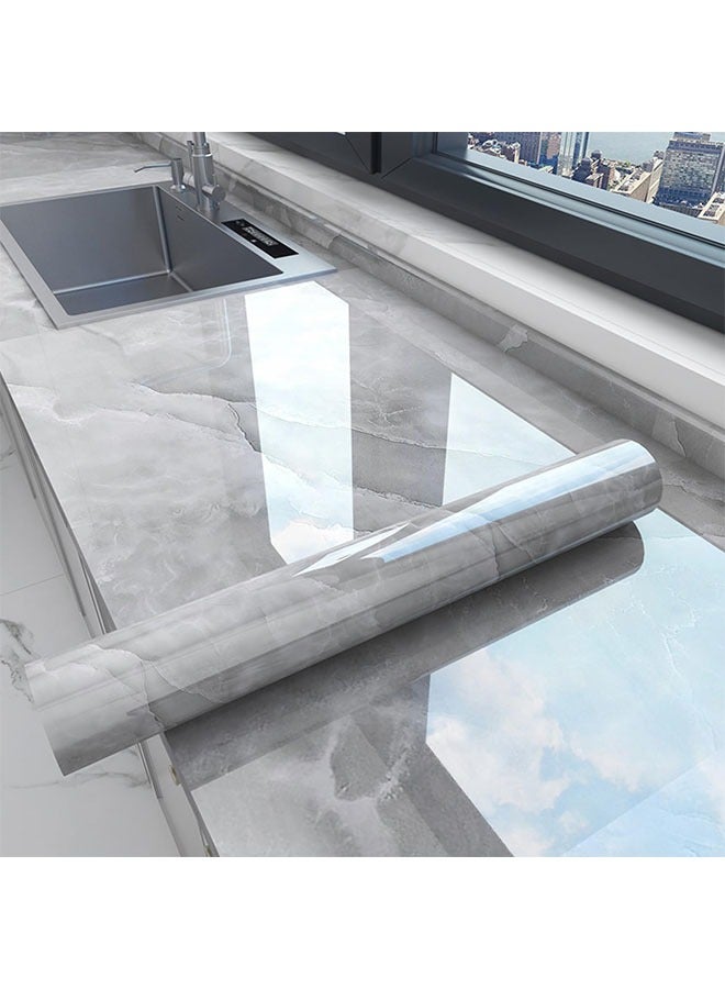 Sharpdo Water cloud gray wallpaper gray peel and stick wallpaper marble countertop sticker wallpaper backsplash self-adhesive wallpaper (gray stripes, 3m×60cm) - Image 2