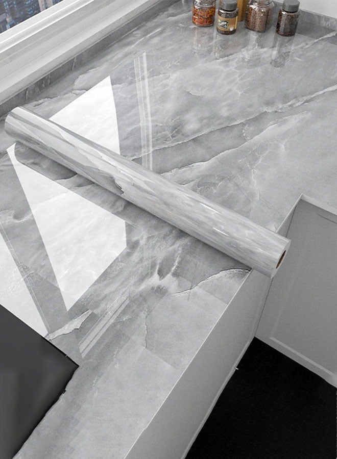 Sharpdo Water cloud gray wallpaper gray peel and stick wallpaper marble countertop sticker wallpaper backsplash self-adhesive wallpaper (gray stripes, 3m×60cm) - Image 3